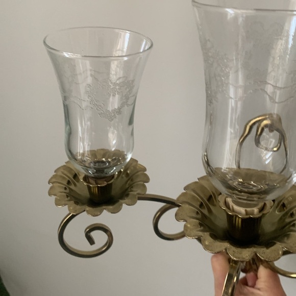 Set Of 2 Vintage Brass Flower Wall Mount Candelabra Three Arm Mount 
Ornate gold - Picture 11 of 16